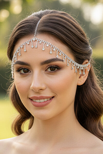 ESPEREST إكسسوار شعر بسلسلة كريستال بسيطة ذات صف واحد – تاج لفستان العروس