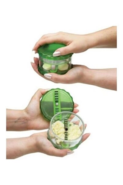 Generic Manual garlic and vegetable chopper, green, plastic, versatile kitchen tool