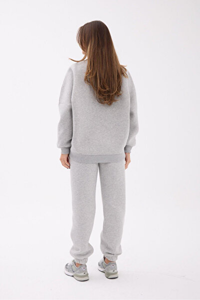 sunfyre Women's Crew Neck Oversized Inside Ş Fleece-Lined Tracksuit Set