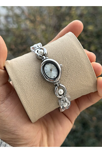 Tulpar New Season Pearl Detailed Cord Oval Case Vintage Women's Wristwatch