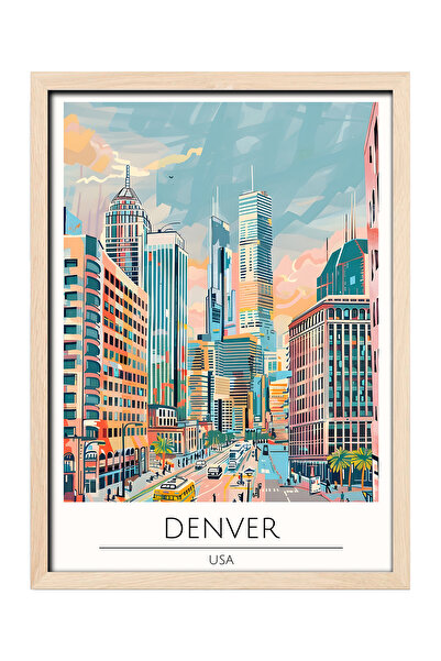 gxe.art DENVER SAD Dekorativna zidna slika sa drvenim okvirom