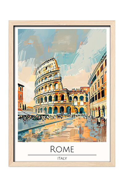 gxe.art ΡΩΜΗ ΙΤΑΛΙΑ Διακοσμητικός πίνακας τοίχου με ξύλινο πλαίσιο