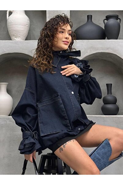 Cardella سترة نسائية من نوع قصة فضفاضة متوافقة مع الملابس المحجبة، مزودة بجيب...