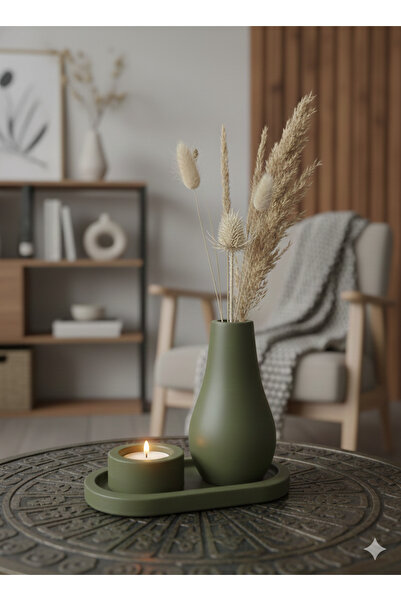 TACTIC Decorative Set of 3 - Minimal Vase and Candle Holder Set |   Stylish Home and Office Decoration Product