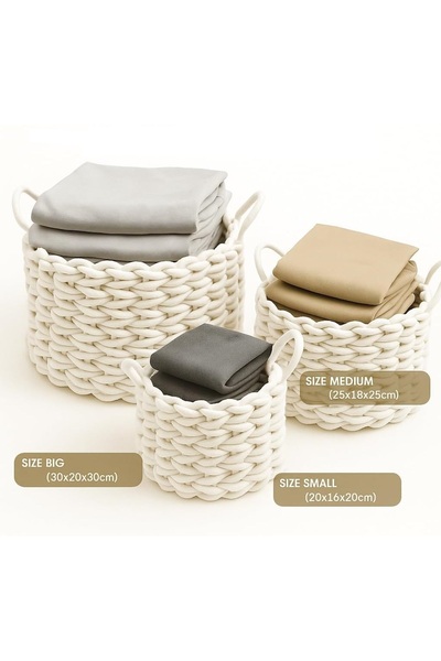 genric Set of 3 Plant Baskets – Woven Cotton Rope Indoor Planters for Potted Plants & Flowers