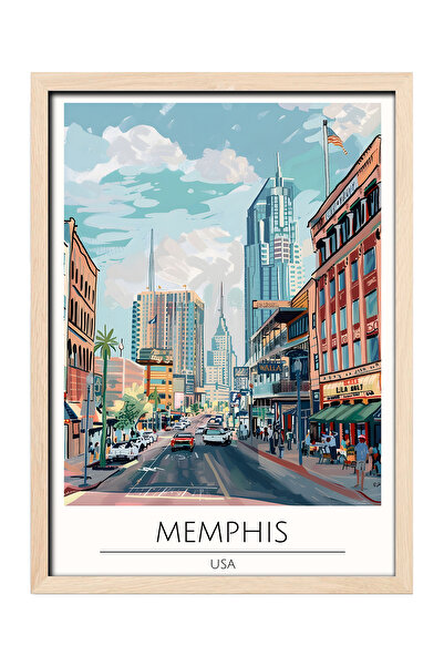 gxe.art Pictură decorativă de perete cu rame din lemn MEMPHIS USA