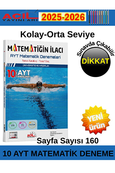 Acil Yayınları 2025-2026 AYT Matematiğin İlacı Denemeleri 10 Deneme(Kolay-Ort...