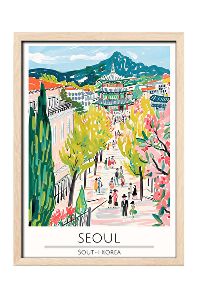 gxe.art SEOUL SOUTH KOREA Ahşap Çerçeveli Dekoratif Duvar Tablosu