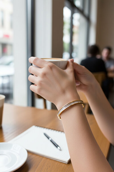 ayoljewelry Gold Jewelled Steel Bracelet