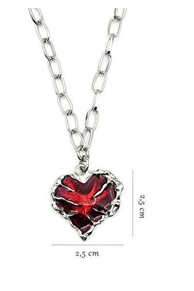 FG KONNİCHİWA Red Reaper Heart Skeleton Hand Chain Necklace Heart Guardian Pendant Claw Hand Choker Gothic
