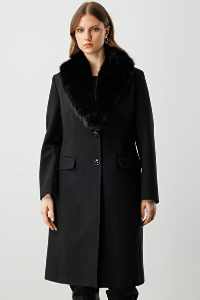 Ekol Fur Collar Cashmere Coat-6313