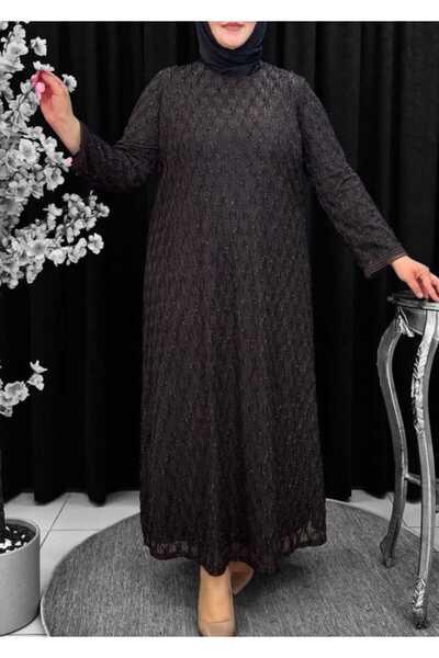 HESNA Silvery Detailing Large Size Chiffon Evening Dress