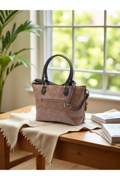 Finelook Women’s Tan Leather Tote Bag with Matching Wallet – Large Shoulder Handbag for Work & Everyday Use