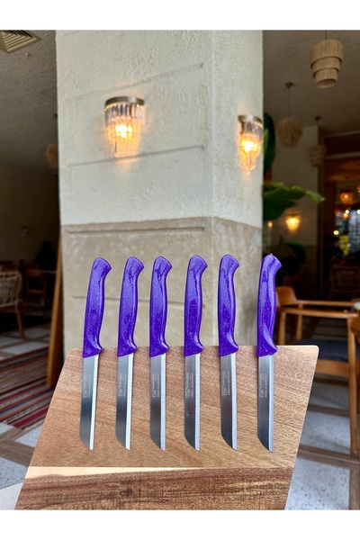 Solingen Tırtıklı Simli Deliksiz 6’lı Meyve Bıçağı (MOR)