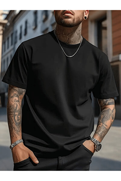 EYAX MODA ERKEK OVERSIZE DÜZ TİŞÖRT