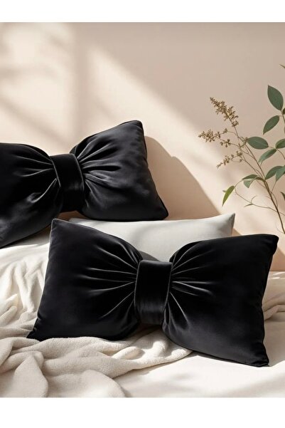 JACA Set de perne decorative din material textil catifelat cu aspect de fundă...