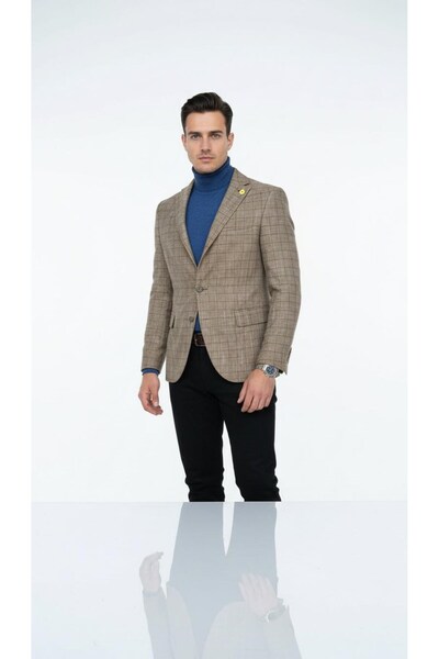 Plus Scorpion Екологічний блейзер Slim Fit для чоловіків – стильний сучасний дизайн, на одній кнопці