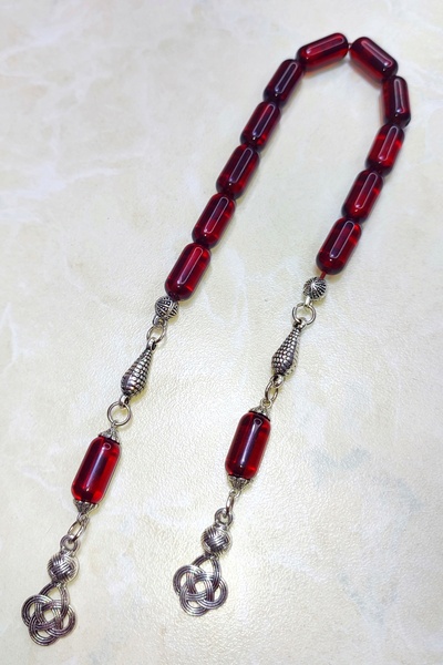 ŞAHBEY TESBİH سبحة زازة من العنبر الناري / قطع كبسولي كبير الحجم