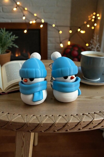 Valyria Clicker Snowman Keychain 2Pcs -Blue Switch Keychain - Stress Reliever Bag Charm
