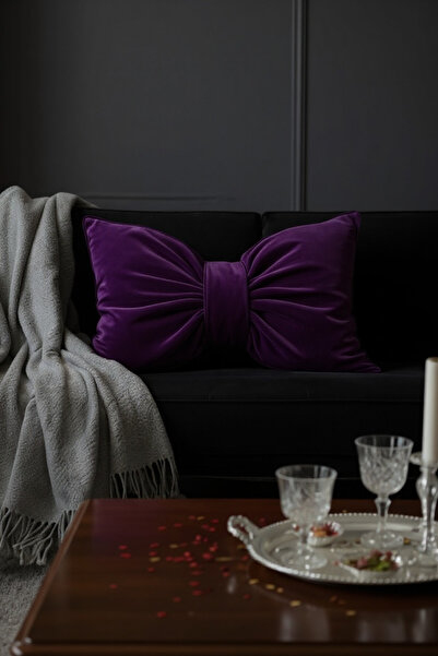 JACA Set de perne decorative din țesătură de catifea XXL, cu aspect de fundă ...