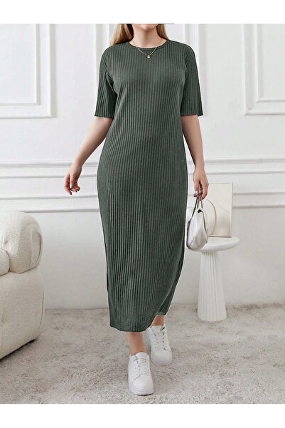 ModaSehle Women's Plus Size Short Sleeve Slit Detail Camisole Dress