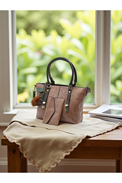 Finelook Women’s Tan Leather Tote Bag with Matching Wallet – Large Shoulder Handbag for Work & Everyday Use