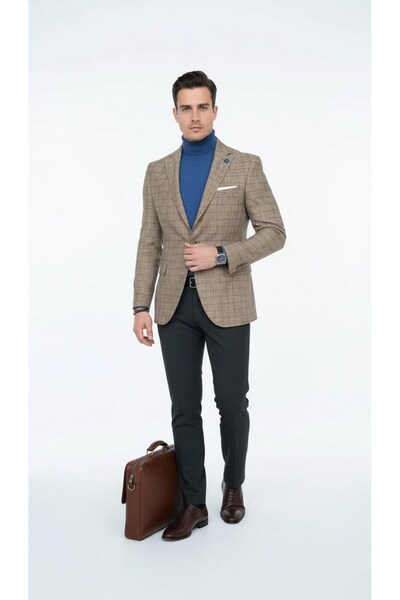 Plus Scorpion Екологічний блейзер Slim Fit для чоловіків – стильний сучасний дизайн, на одній кнопці