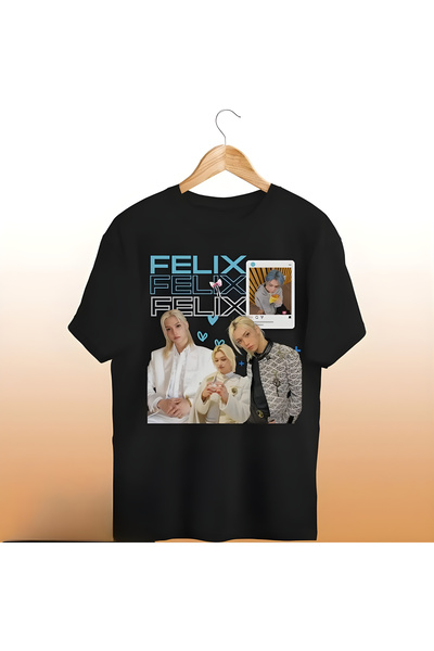 barsdepo Tricou Stray Kids Felix cu imprimeu , supradimensionat Tricou negru ...