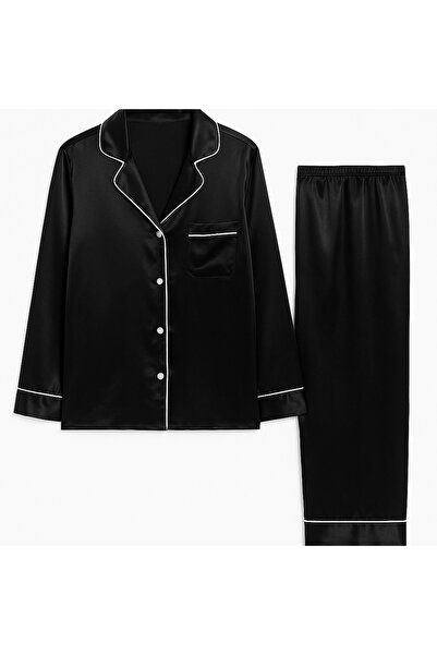 zahyat Luxury black silk pajama set for women