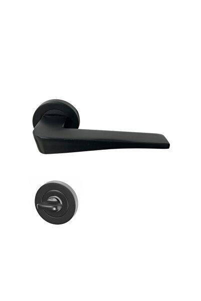 EYMEN YAPI Hira Yasemin Aluminum Round Rosette Door Handle Matte Black Wc