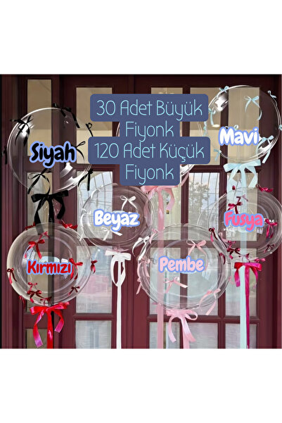 edalle 6 Renk Fiyonk Seti, 30 Büyük-120 Küçük Saten Kurdele Fiyonk, Doğum Gün...