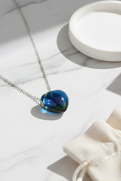 ZOLESSA Kadın Kalp His Taşı Kolye 925 Ayar Paslanmaz Gümüş Kararmaz Gümüş Duy...