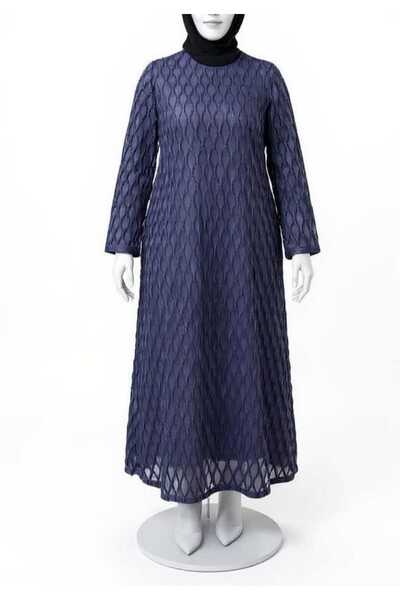 HESNA Silvery Detailing Large Size Chiffon Evening Dress