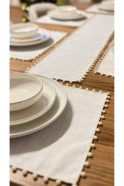 tubaatasarim Kırık beyaz incili runner ve 6 amerikan servis