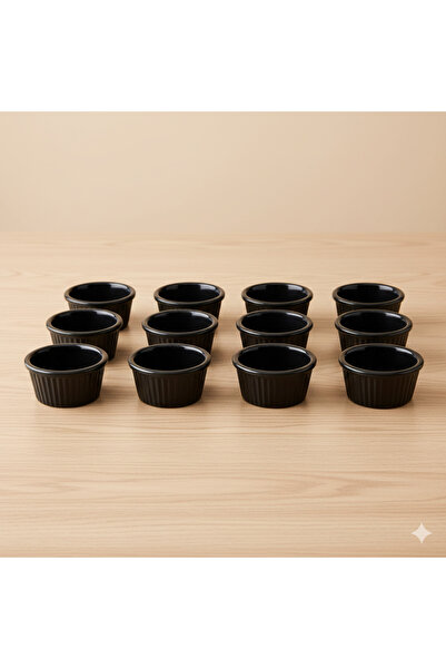 Külsan Melamine saucer set of 12 pieces, 6 cm size, black color