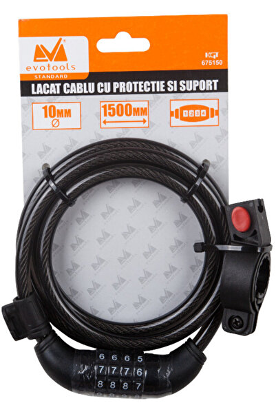 Evotools Bicycle Cable Lock with Protection and Combination 4512 10 mm 800 mm 10 mm 800 mm Simple