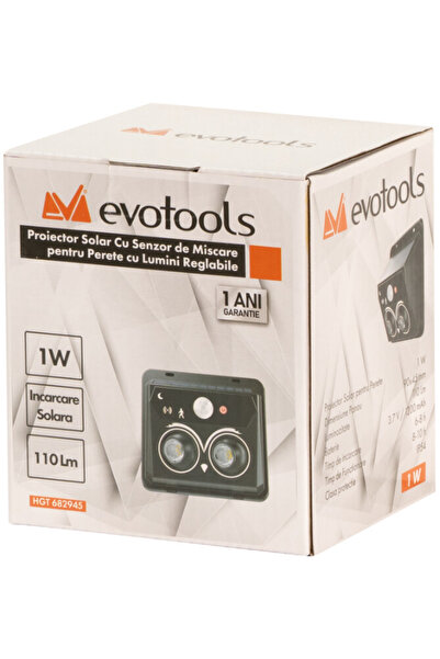 Evotools Solar Motion Sensor Wall Light with Adjustable Lights 0.5 W