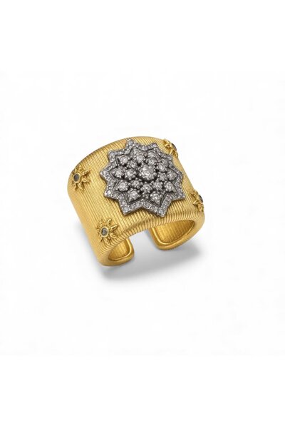 Custom Collection Brushed Gold Plated Ring