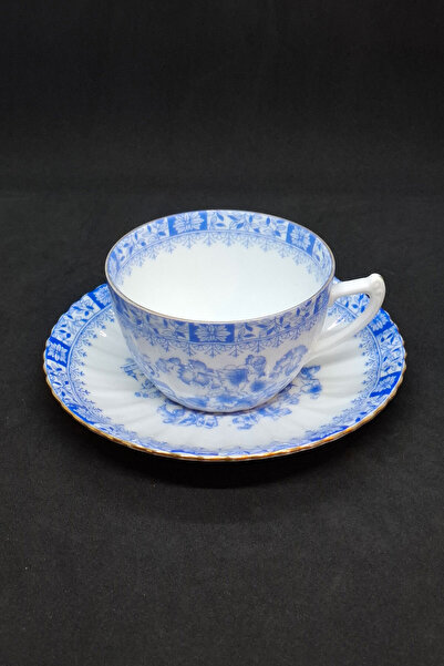 Seltmann- Weiden Bavaria فنجان شاي وصحن من البورسلين من سلسلة بلو الصينية، إنتاج الجانب الأمريكي في الحرب العالمية الثانية، سعة 150 مل