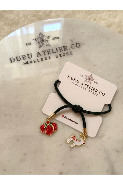 DURUATELİER Geyik ve Hediye Paketi Charmlı Yılbaşı Model Bileklik