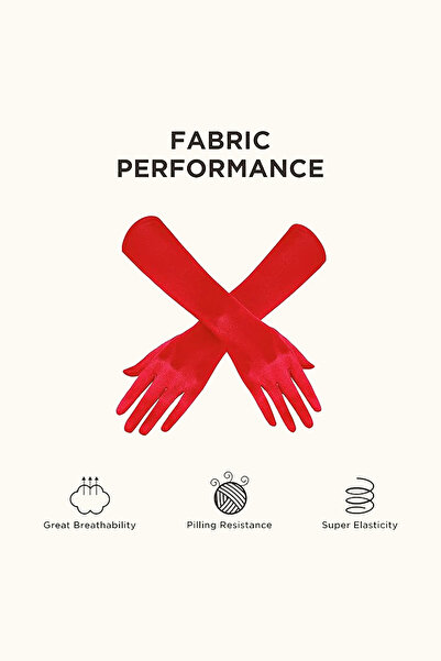 Limelia Half Sleeve Glossy Satin Gloves Satin Bridal Wedding Wedding Gloves Red