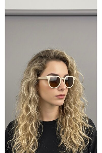 SADEN AKSESUAR Astra Cream Frame Honey Color Glass Unisex Sunglasses – Uv400 ...