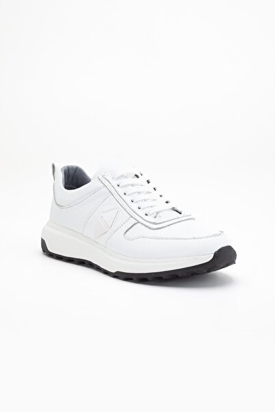 Dilimler Ayakkabı Genuine Leather Men's Casual Daily Shoes White Faylon Sole Side Printed