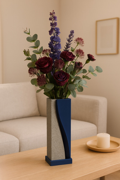 END Design İki Parçalı Dekoratif Vazo – Taş Dokulu ve Düz Yüzeyli Modern Tasarım (ÇİÇEKLER DAHİL DEĞİLDİR)