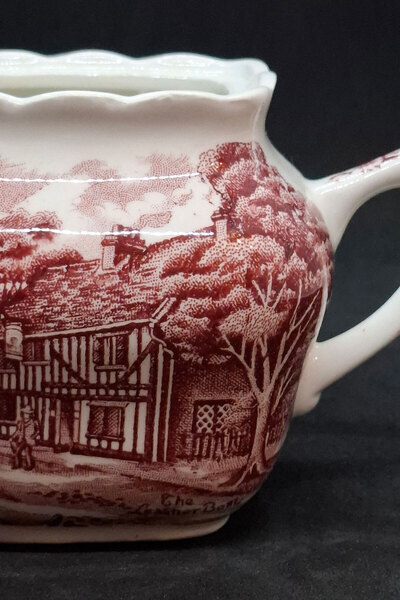 Grindley British Countryside Themed Lidless Porcelain Sugar Bowl with Double Handles 200 ml