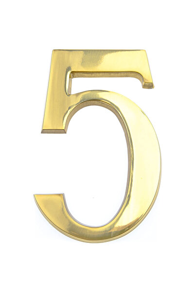ICON TOOLS HOUSE NUMBER, BRASS, SHINY 200 MM, DIGITAL "5"