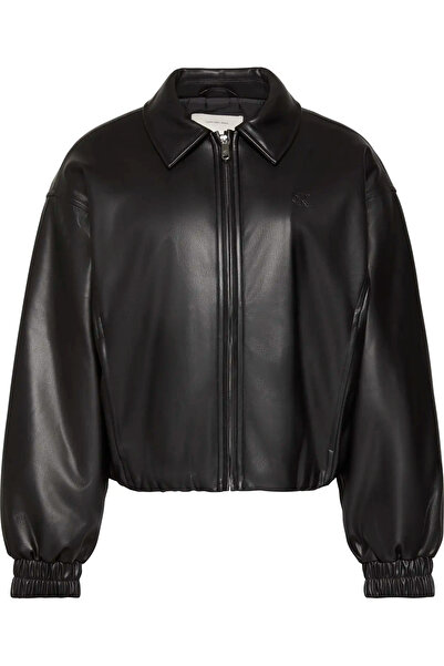 Calvin Klein FAUX LEATHER INSULATED BOMBER Kadın Siyah Ceket