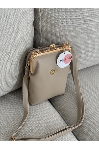 BAGLOVİS Mink Vintage Metal Framed Crossbody Women's Shoulder Bag En15 Boy20