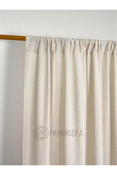 pamukidea Rustic Pocketed Natural Plain 100% Cotton Buldan Linen Sunshade & Background Curtain (Width X Length) - Single Panel