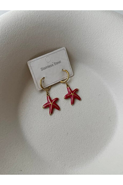 Nole&Co. أقراط من الفولاذ على شكل نجم البحر الأحمر